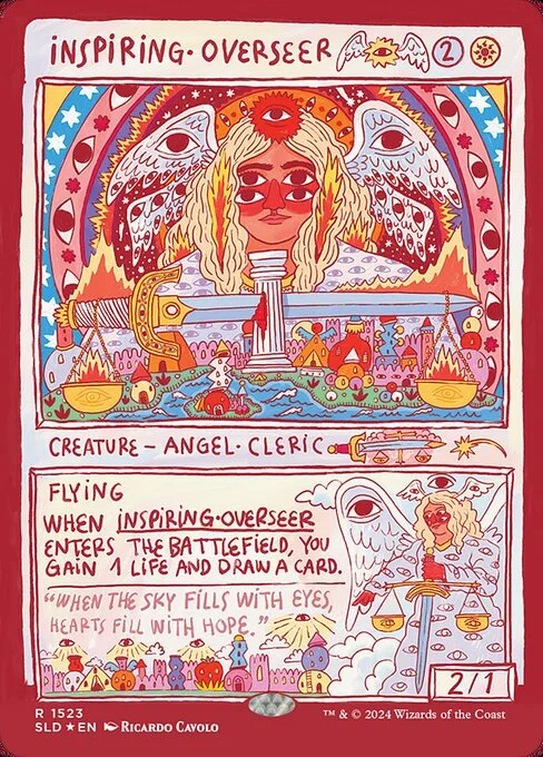 Inspiring Overseer, carta Magic di tipo Creature — Angel Cleric illustrata da Ricardo Cavolo