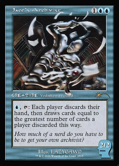 Jace's Archivist, carta Magic di tipo Creature — Vedalken Wizard illustrata da LAZYGAWD