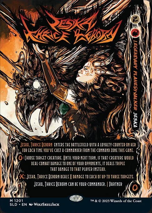 Jeska, Thrice Reborn, carta Magic di tipo Legendary Planeswalker — Jeska illustrata da WolfSkullJack