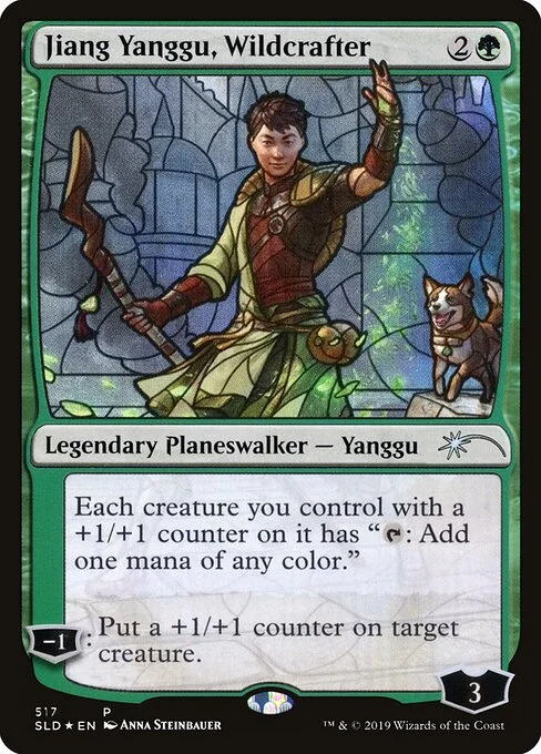 Jiang Yanggu, Wildcrafter, carta Magic di tipo Legendary Planeswalker — Yanggu illustrata da Anna Steinbauer