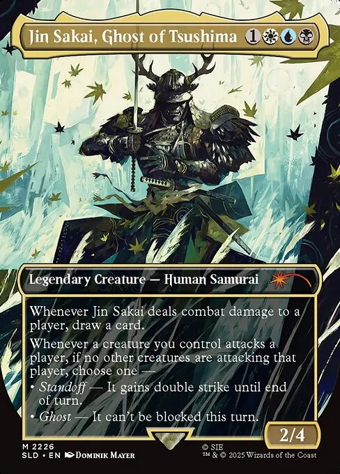 Jin Sakai, Ghost of Tsushima, carta Magic di tipo Legendary Creature — Human Samurai illustrata da Dominik Mayer