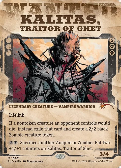 Kalitas, Traitor of Ghet, carta Magic di tipo Legendary Creature — Vampire Warrior illustrata da Massiveface