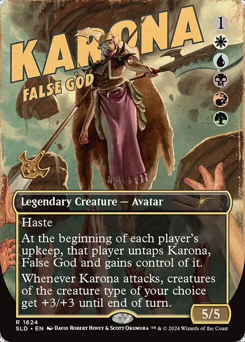 Karona, False God, carta Magic di tipo Legendary Creature — Avatar illustrata da David Robert Hovey & Scott Okumura