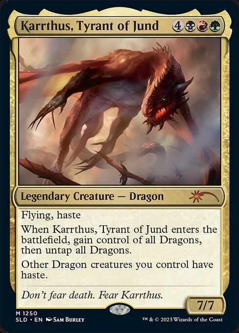 Karrthus, Tyrant of Jund, carta Magic di tipo Legendary Creature — Dragon illustrata da Sam Burley