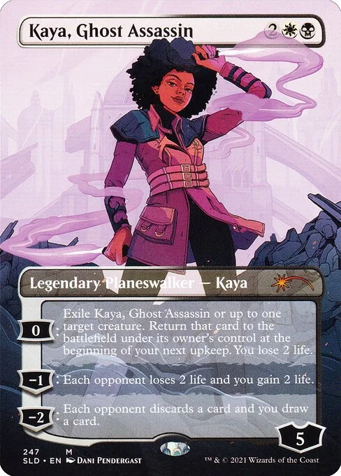 Kaya, Ghost Assassin, carta Magic di tipo Legendary Planeswalker — Kaya illustrata da Dani Pendergast