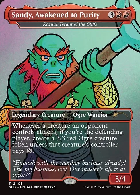 Kazuul, Tyrant of the Cliffs, carta Magic di tipo Legendary Creature — Ogre Warrior illustrata da Gene Luen Yang