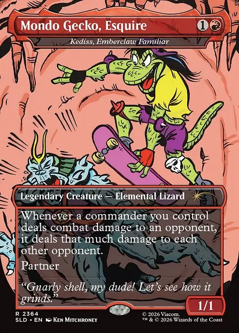 Kediss, Emberclaw Familiar, carta Magic di tipo Legendary Creature — Elemental Lizard illustrata da Ken Mitchroney