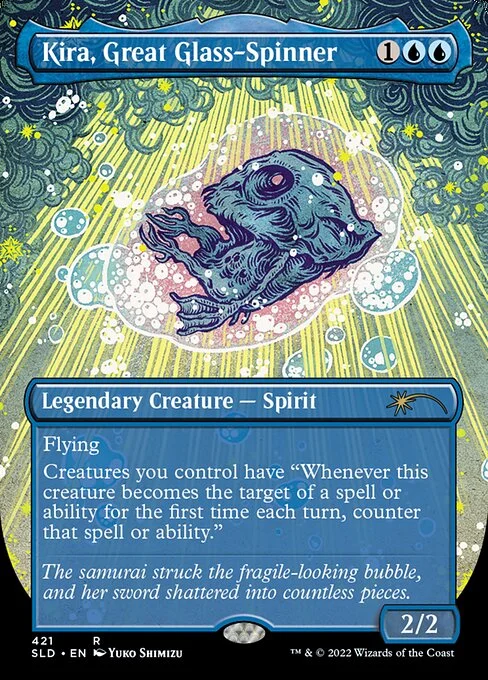 Kira, Great Glass-Spinner, carta Magic di tipo Legendary Creature — Spirit illustrata da Yuko Shimizu