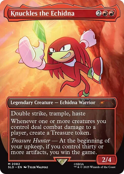 Knuckles the Echidna, carta Magic di tipo Legendary Creature — Echidna Warrior illustrata da Tyler Walpole