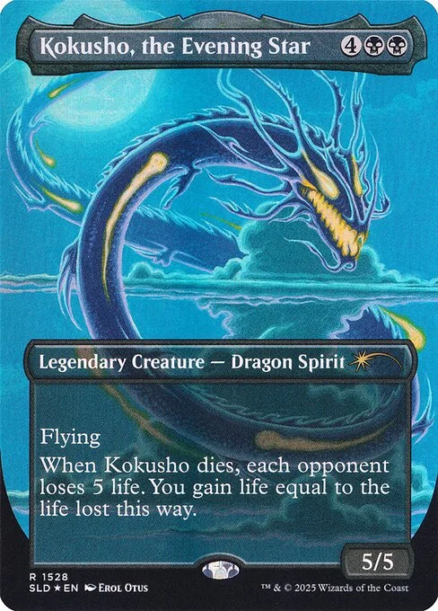 Kokusho, the Evening Star, carta Magic di tipo Legendary Creature — Dragon Spirit illustrata da Erol Otus