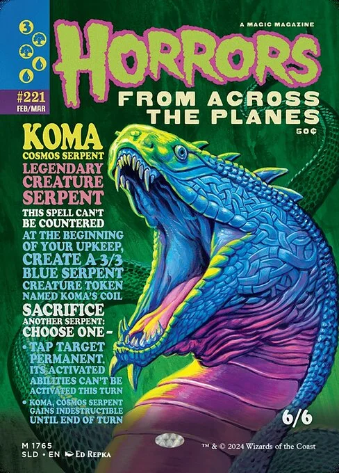 Koma, Cosmos Serpent, carta Magic di tipo Legendary Creature — Serpent illustrata da Ed Repka