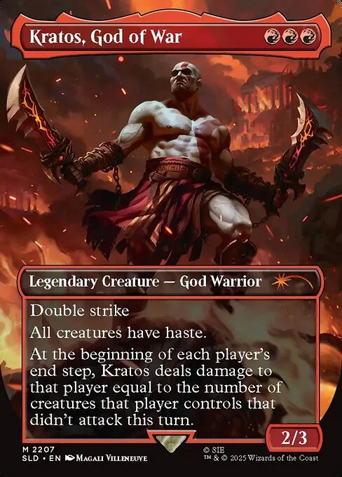 Kratos, God of War, carta Magic di tipo Legendary Creature — God Warrior illustrata da Magali Villeneuve