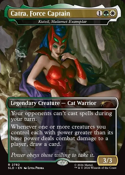 Kutzil, Malamet Exemplar, carta Magic di tipo Legendary Creature — Cat Warrior illustrata da Livia Prima