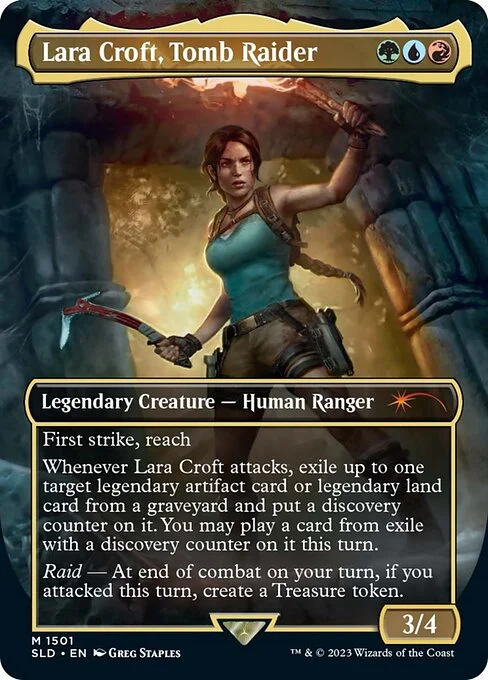 Lara Croft, Tomb Raider, carta Magic di tipo Legendary Creature — Human Ranger illustrata da Greg Staples