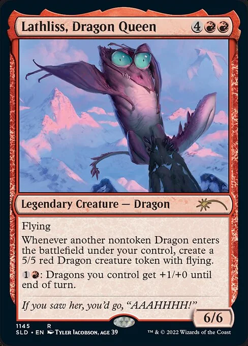 Lathliss, Dragon Queen, carta Magic di tipo Legendary Creature — Dragon illustrata da Tyler Jacobson, age 39
