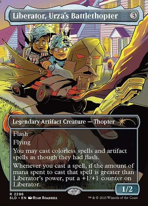 Liberator, Urza's Battlethopter, carta Magic di tipo Legendary Artifact Creature — Thopter illustrata da Ryan Roadkill