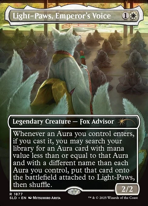 Light-Paws, Emperor's Voice, carta Magic di tipo Legendary Creature — Fox Advisor illustrata da Mitsuhiro Arita