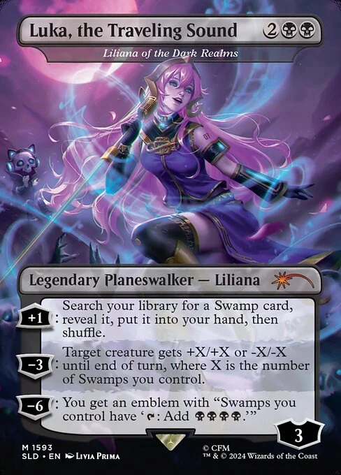 Liliana of the Dark Realms, carta Magic di tipo Legendary Planeswalker — Liliana illustrata da Livia Prima