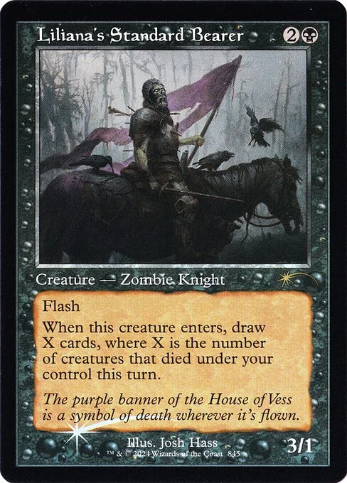 Liliana's Standard Bearer, carta Magic di tipo Creature — Zombie Knight illustrata da Josh Hass