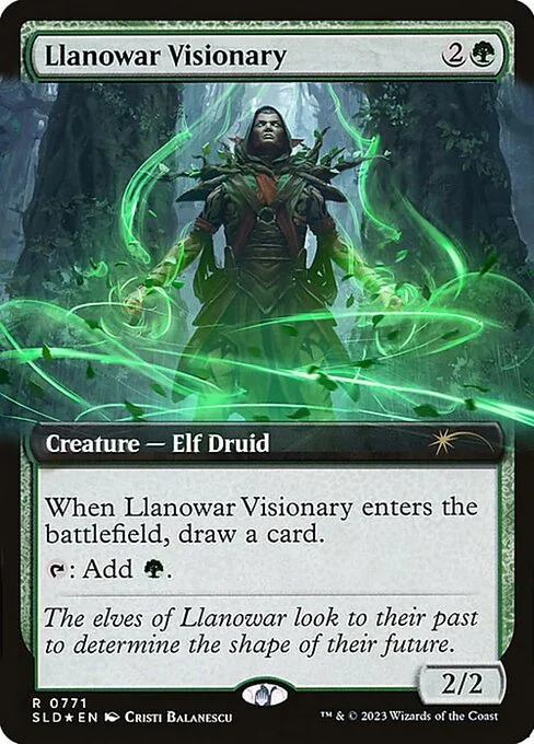 Llanowar Visionary, carta Magic di tipo Creature — Elf Druid illustrata da Cristi Balanescu