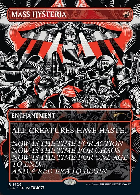 Mass Hysteria, carta Magic di tipo Enchantment illustrata da TOMO77