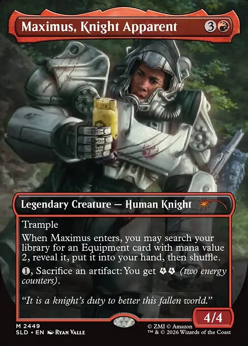 Maximus, Knight Apparent, carta Magic di tipo Legendary Creature — Human Knight illustrata da Ryan Valle
