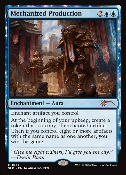 Mechanized Production, carta Magic di tipo Enchantment — Aura illustrata da Adam Paquette
