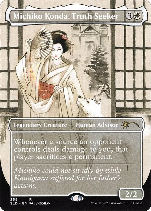 Michiko Konda, Truth Seeker, carta Magic di tipo Legendary Creature — Human Advisor illustrata da JungShan