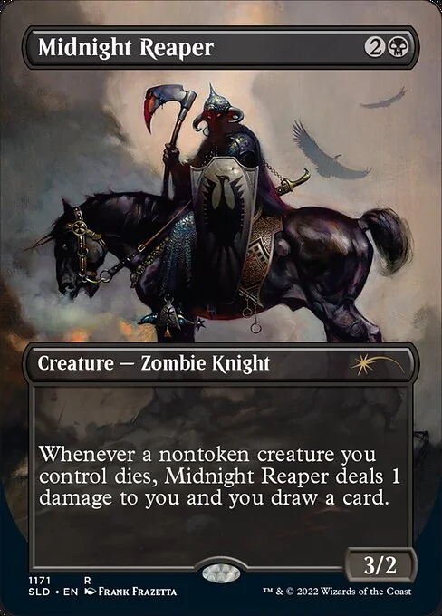 Midnight Reaper, carta Magic di tipo Creature — Zombie Knight illustrata da Frank Frazetta