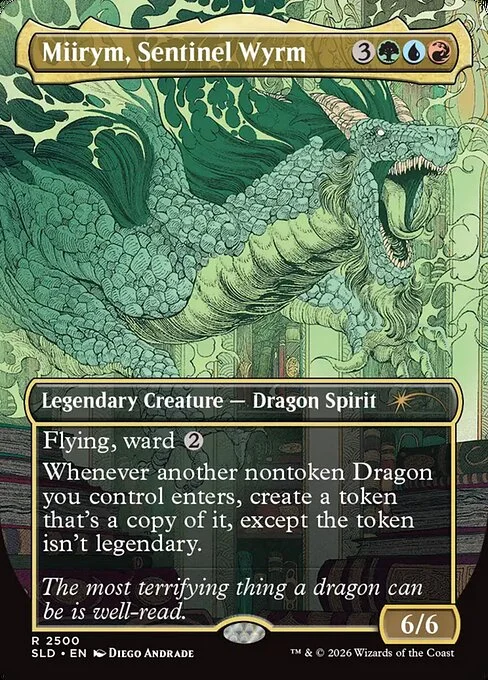 Miirym, Sentinel Wyrm, carta Magic di tipo Legendary Creature — Dragon Spirit illustrata da Diego Andrade