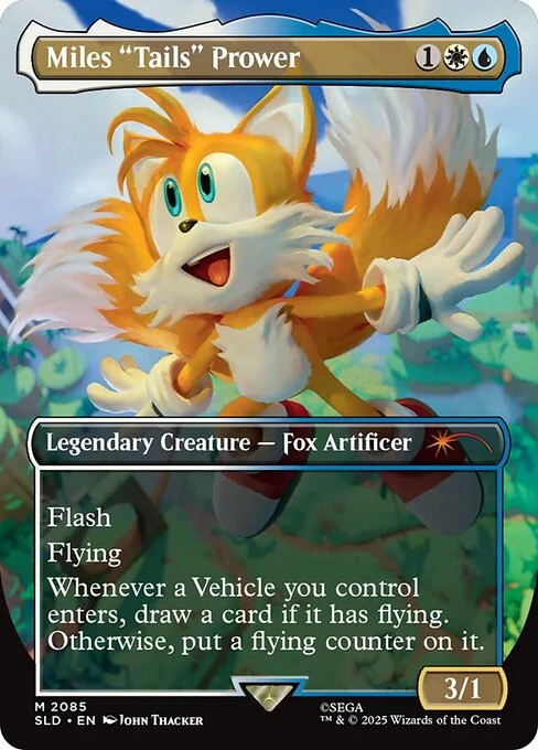 Miles "Tails" Prower, carta Magic di tipo Legendary Creature — Fox Artificer illustrata da John Thacker