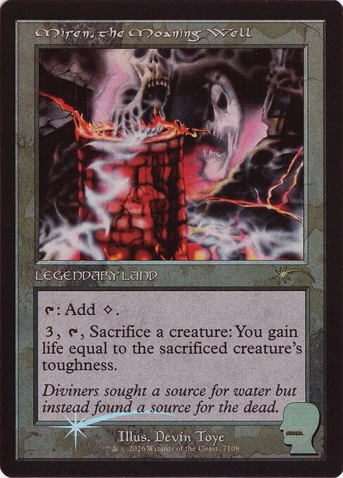 Miren, the Moaning Well, carta Magic di tipo Legendary Land illustrata da Devin Toye