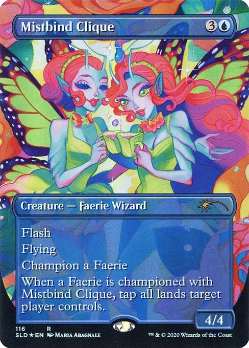 Mistbind Clique, carta Magic di tipo Creature — Faerie Wizard illustrata da Maria Abagnale