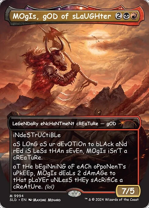 Mogis, God of Slaughter, carta Magic di tipo Legendary Enchantment Creature — God illustrata da Maxime Minard
