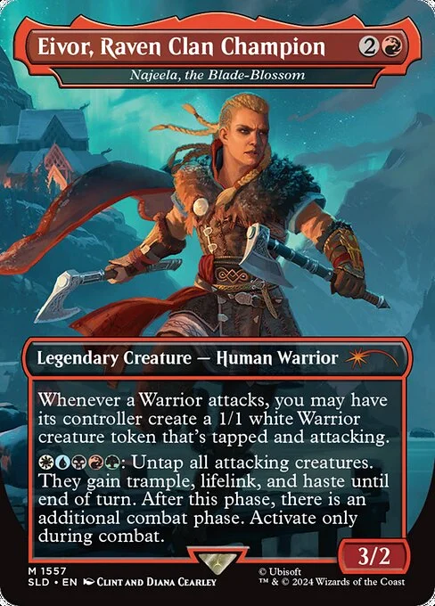 Najeela, the Blade-Blossom, carta Magic di tipo Legendary Creature — Human Warrior illustrata da Clint Cearley & Diana Cearley