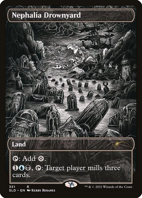 Nephalia Drownyard, carta Magic di tipo Land illustrata da Kerby Rosanes