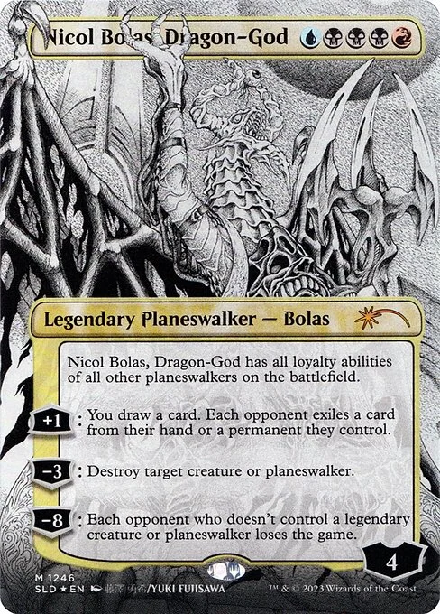 Nicol Bolas, Dragon-God, carta Magic di tipo Legendary Planeswalker — Bolas illustrata da Yuki Fujisawa