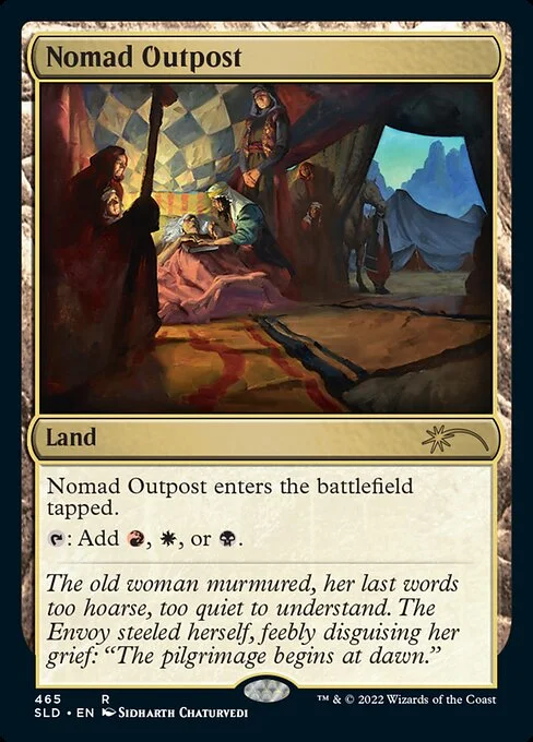 Nomad Outpost, carta Magic di tipo Land illustrata da Sidharth Chaturvedi