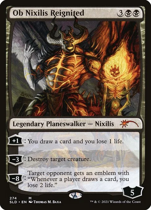 Ob Nixilis Reignited, carta Magic di tipo Legendary Planeswalker — Nixilis illustrata da Thomas M. Baxa