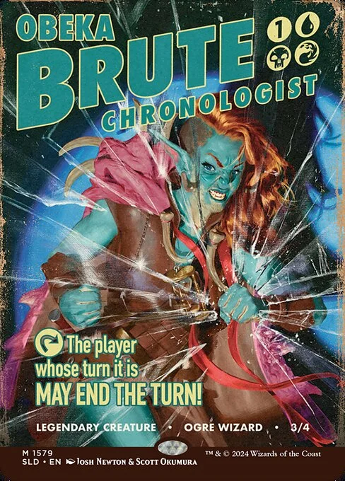 Obeka, Brute Chronologist, carta Magic di tipo Legendary Creature — Ogre Wizard illustrata da Josh Newton & Scott Okumura