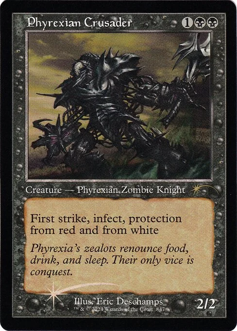 Phyrexian Crusader, carta Magic di tipo Creature — Phyrexian Zombie Knight illustrata da Eric Deschamps