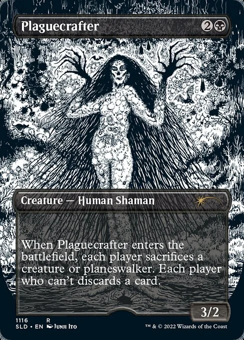 Plaguecrafter, carta Magic di tipo Creature — Human Shaman illustrata da Junji Ito