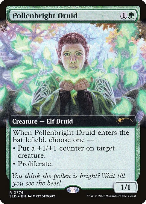 Pollenbright Druid, carta Magic di tipo Creature — Elf Druid illustrata da Matt Stewart
