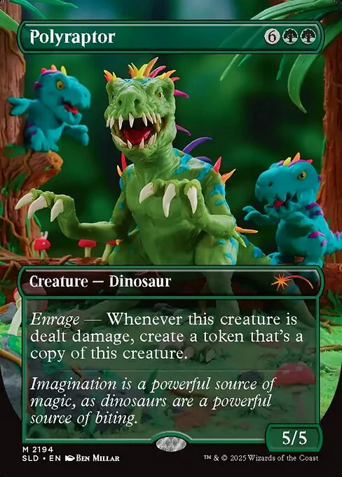 Polyraptor, carta Magic di tipo Creature — Dinosaur illustrata da Ben Millar
