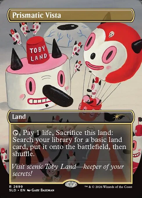 Prismatic Vista, carta Magic di tipo Land illustrata da Gary Baseman