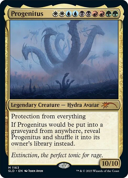 Progenitus, carta Magic di tipo Legendary Creature — Hydra Avatar illustrata da John Avon
