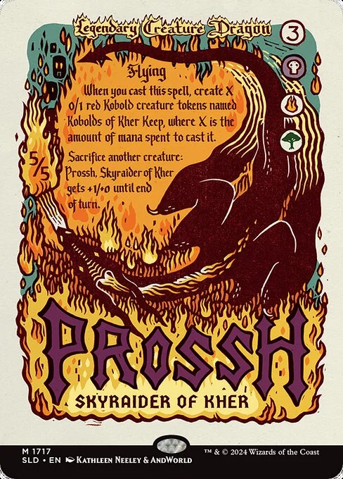 Prossh, Skyraider of Kher, carta Magic di tipo Legendary Creature — Dragon illustrata da Kathleen Neeley & AndWorld Design