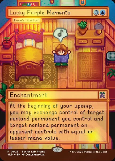 Puca's Mischief, carta Magic di tipo Enchantment illustrata da ConcernedApe
