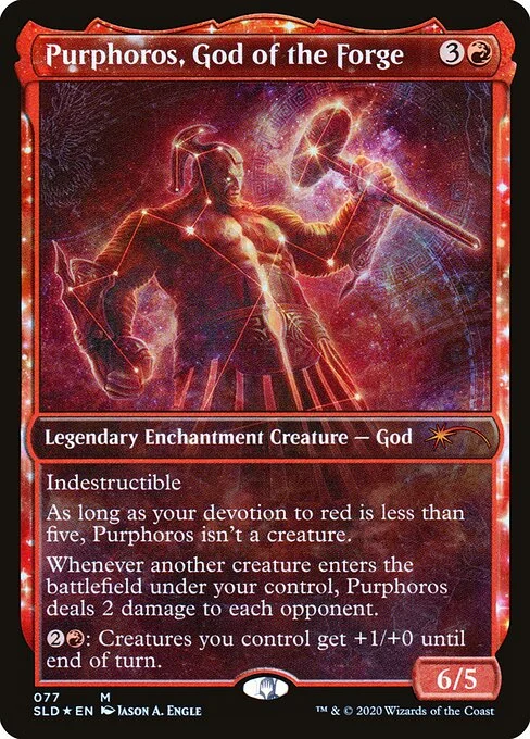 Purphoros, God of the Forge, carta Magic di tipo Legendary Enchantment Creature — God illustrata da Jason A. Engle