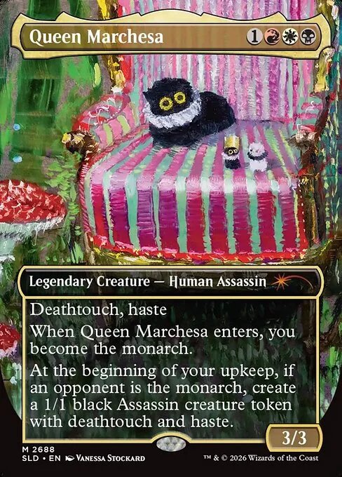 Queen Marchesa, carta Magic di tipo Legendary Creature — Human Assassin illustrata da Vanessa Stockard